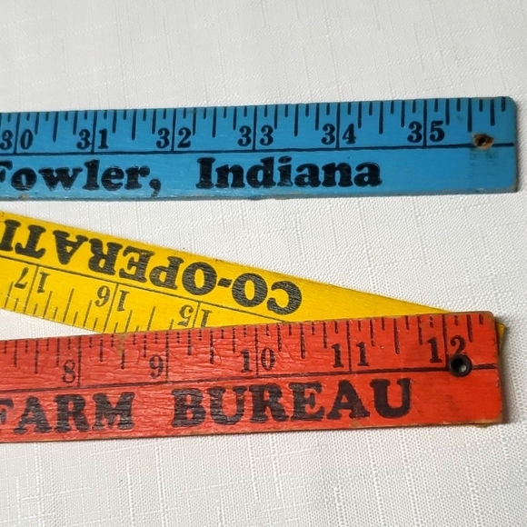Wood Folding Ruler VTG  Advertising Farm Bureau Co-op Phone Rustic Primitive - Picture 5 of 13